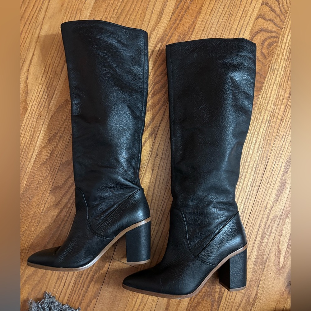 1. State Paiton Black Leather Knee High Boots- 6 - Picture 4 of 8
